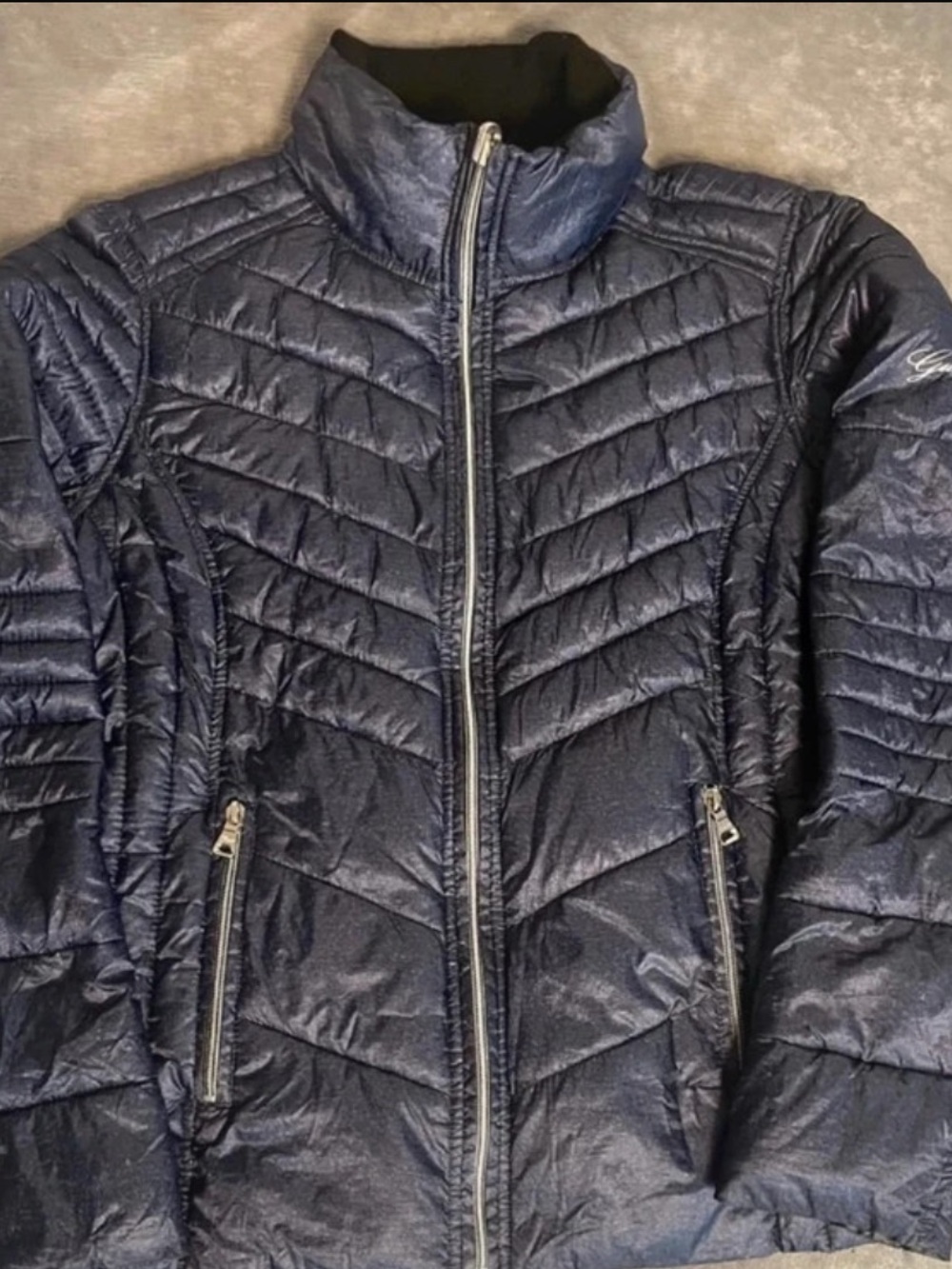 Guess Navy Quilted Lightweight Puffer Jacket size small